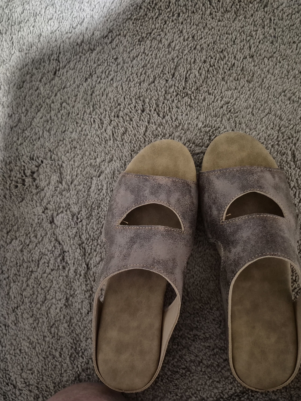 NOBO Taupe Open-Toe Slide Wedges